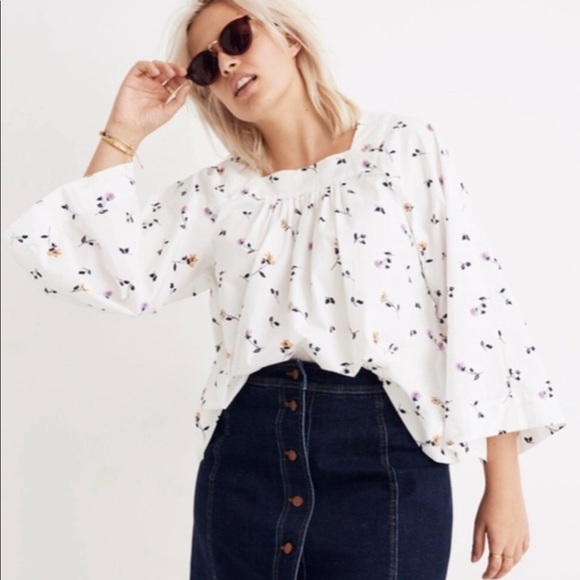 Madewell Tops - White floral Madewell top